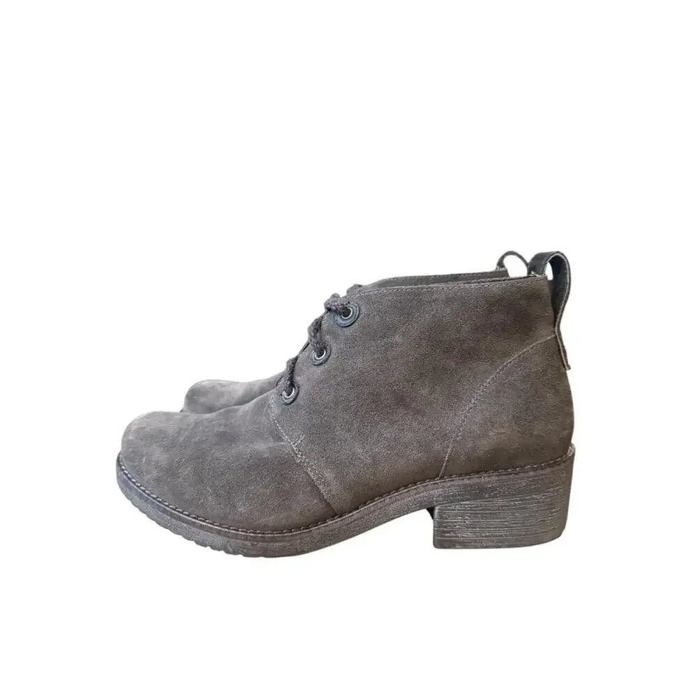 Naot Love Gray Suede Lace Up Ankle Boot Women size 40 US 9
